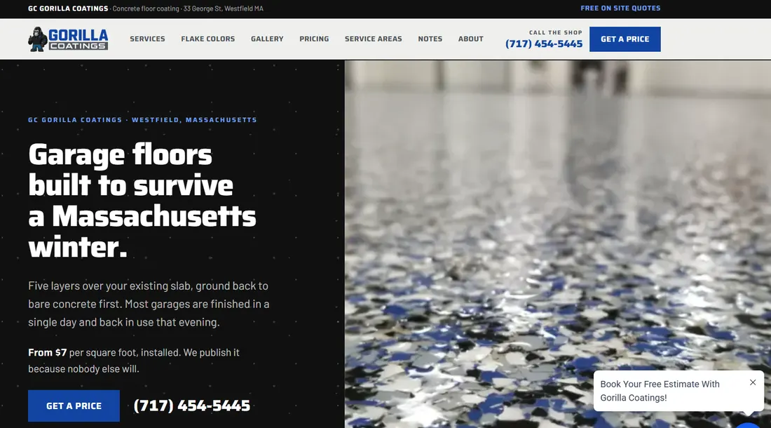 Screenshot of the GC Gorilla Coatings website