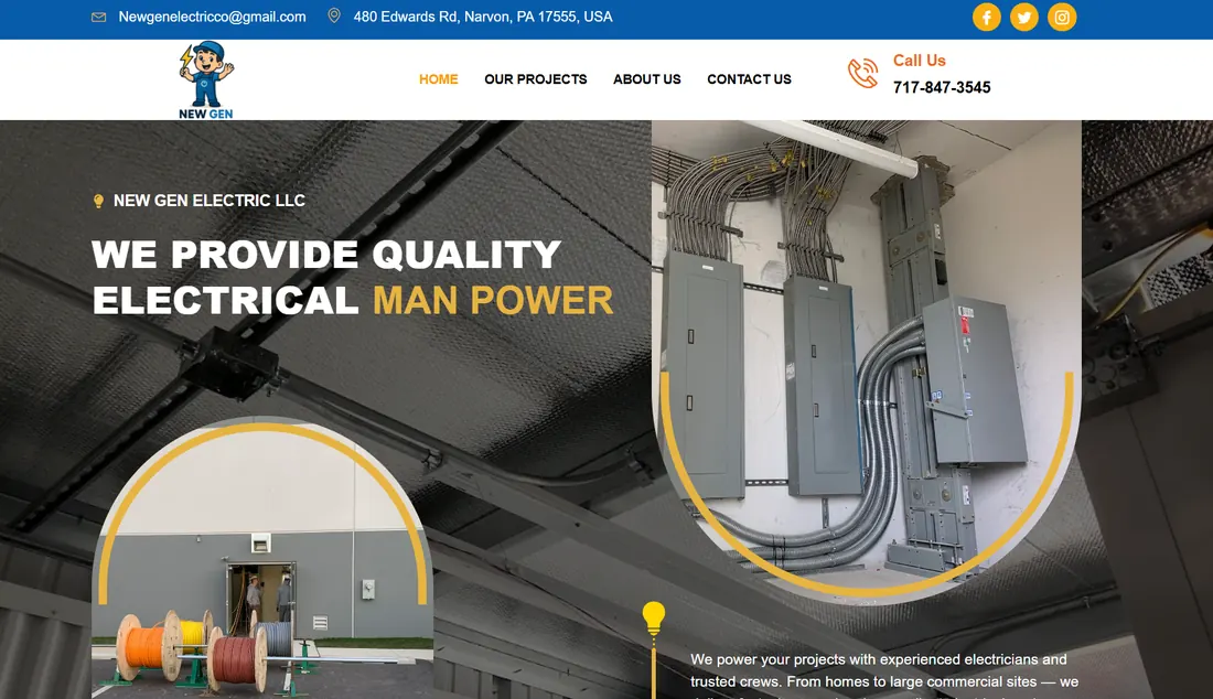 Screenshot of the New Gen Electric website
