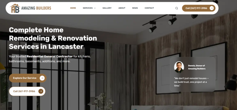 Landing page design for construction business 2